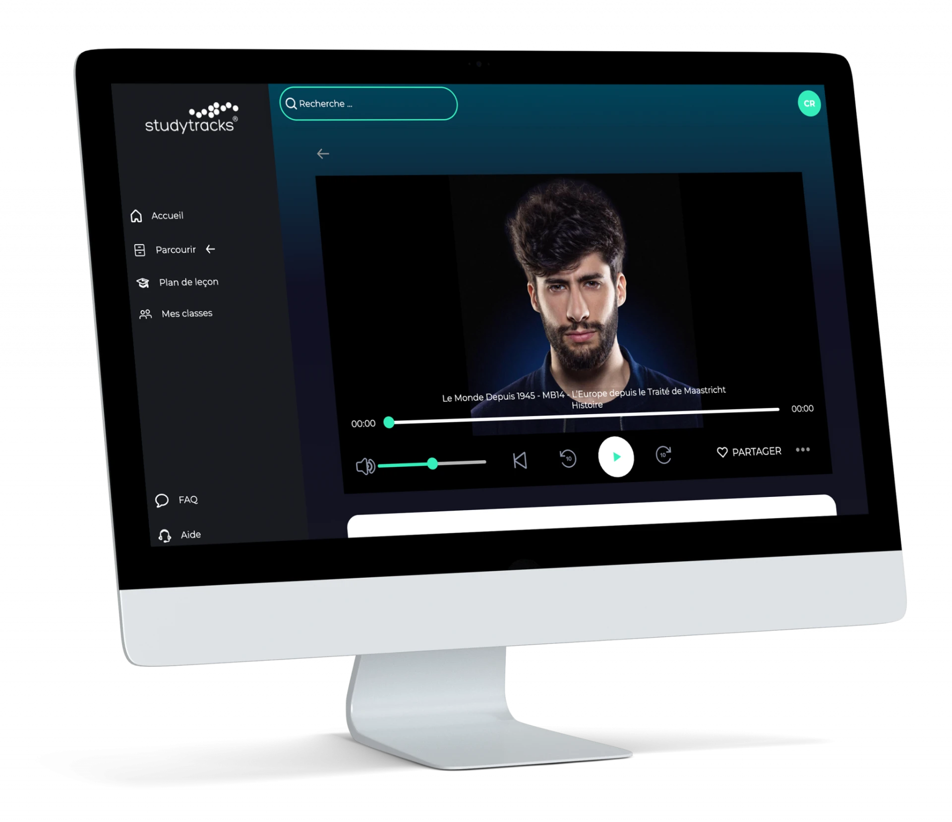 Lecteur studytracks affiché sur un iMac